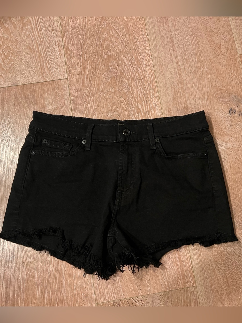 $178 7 for all mankind Black cutoff cotton Shorts 27 y2k